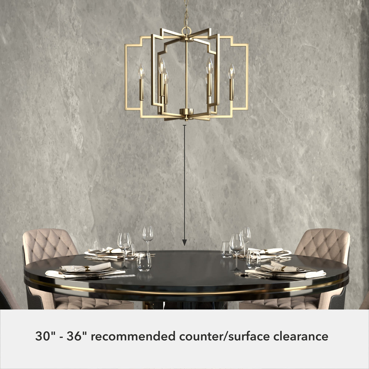 Hunter Zoanne 6-Light Satin Gold Modern/Contemporary Led Bare Bulb Chandelier