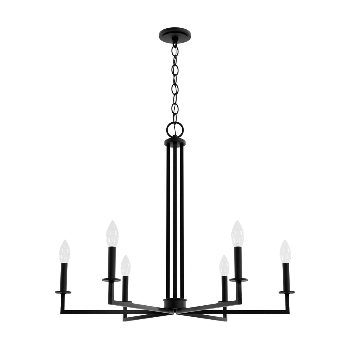 Hunter Bearden 6-Light Satin Black Transitional Led Bare Bulb Chandelier