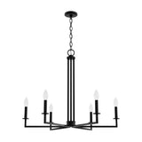 Hunter Bearden 6-Light Satin Black Transitional Led Bare Bulb Chandelier