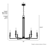 Hunter Bearden 6-Light Satin Black Transitional Led Bare Bulb Chandelier