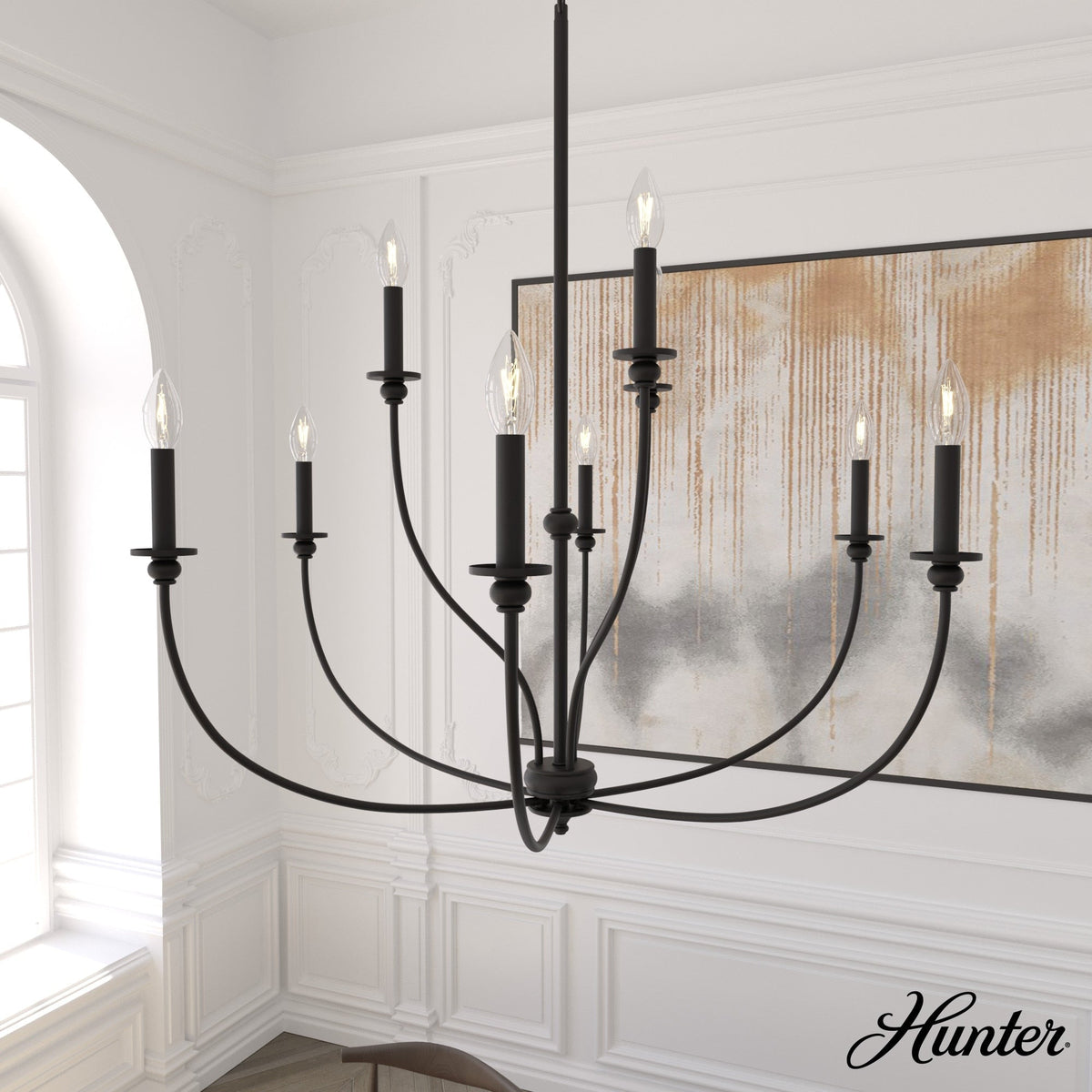 Hunter Southcrest 9-Light Matte Black Transitional Led Chandelier