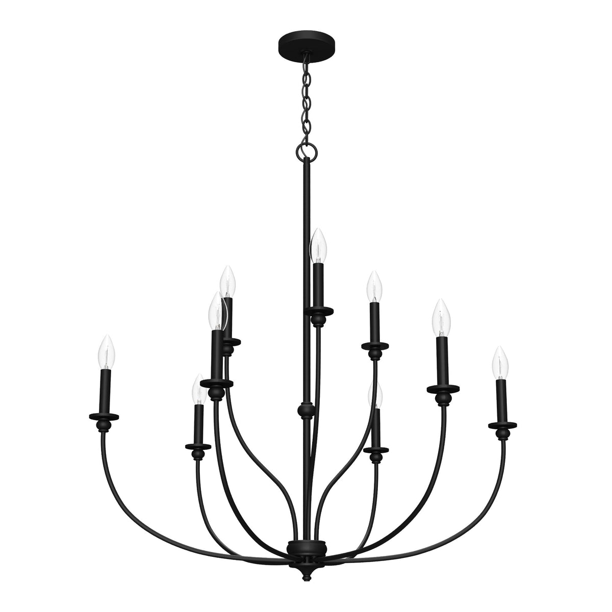 Hunter Southcrest 9-Light Matte Black Transitional Led Chandelier