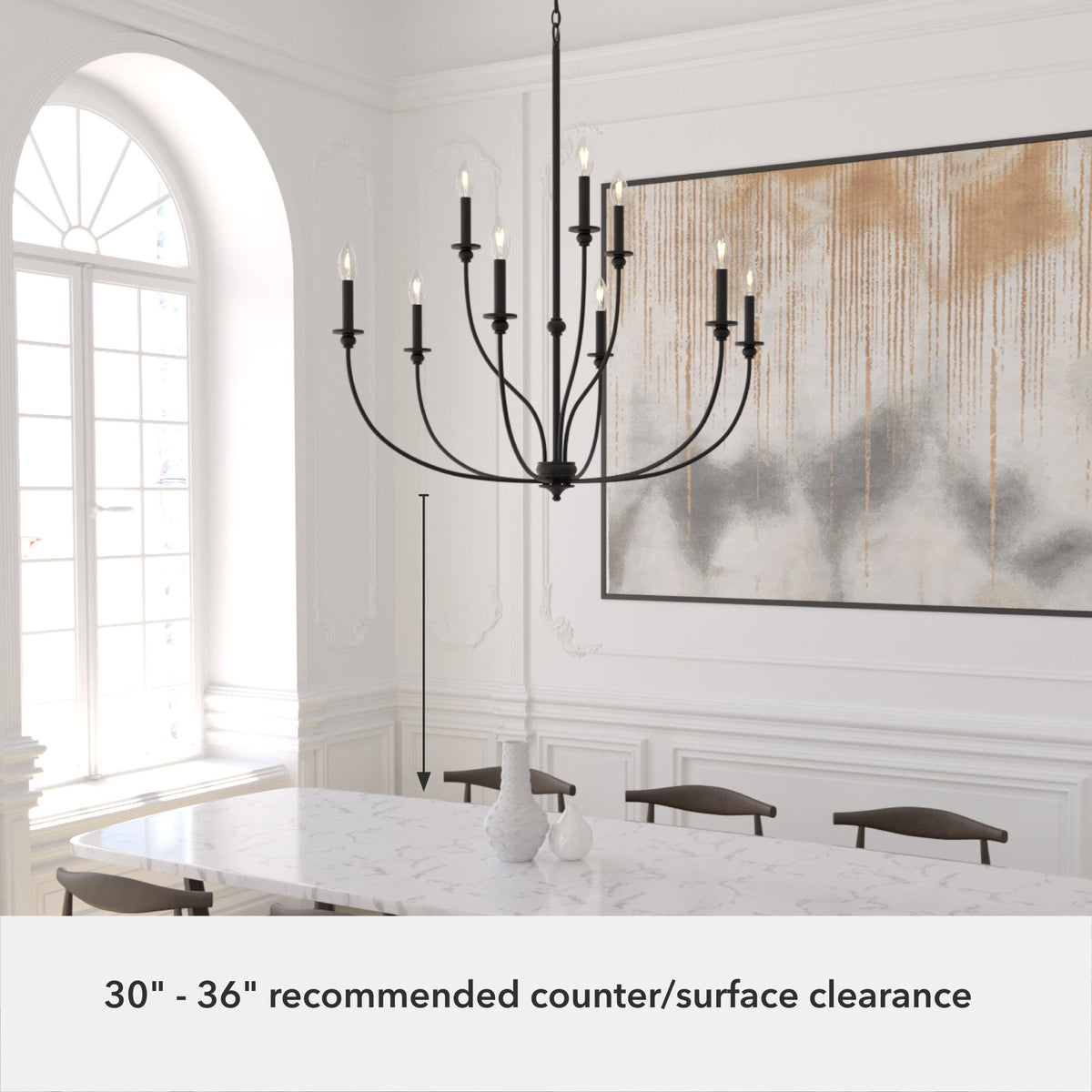 Hunter Southcrest 9-Light Matte Black Transitional Led Chandelier