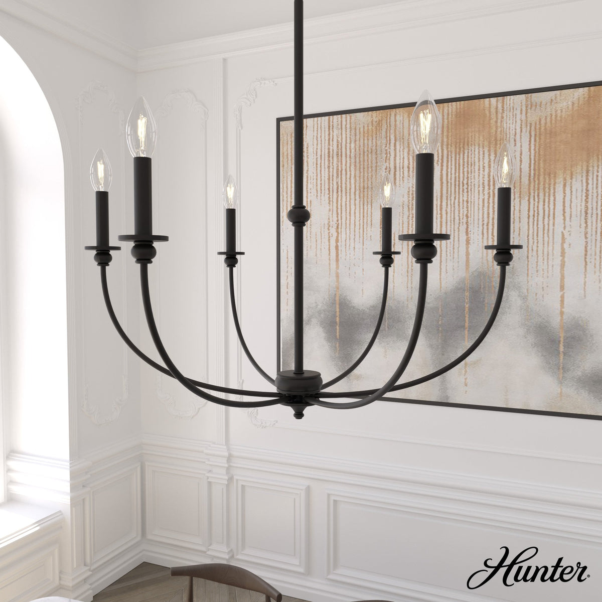 Hunter Southcrest 6-Light Matte Black Transitional Led Chandelier