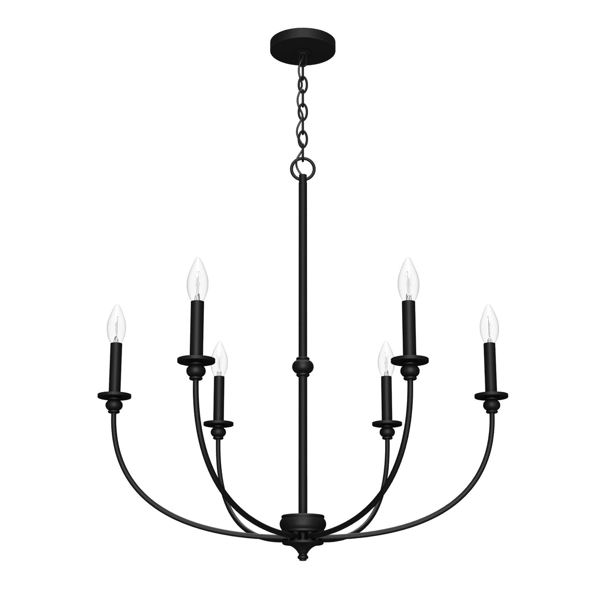 Hunter Southcrest 6-Light Matte Black Transitional Led Chandelier
