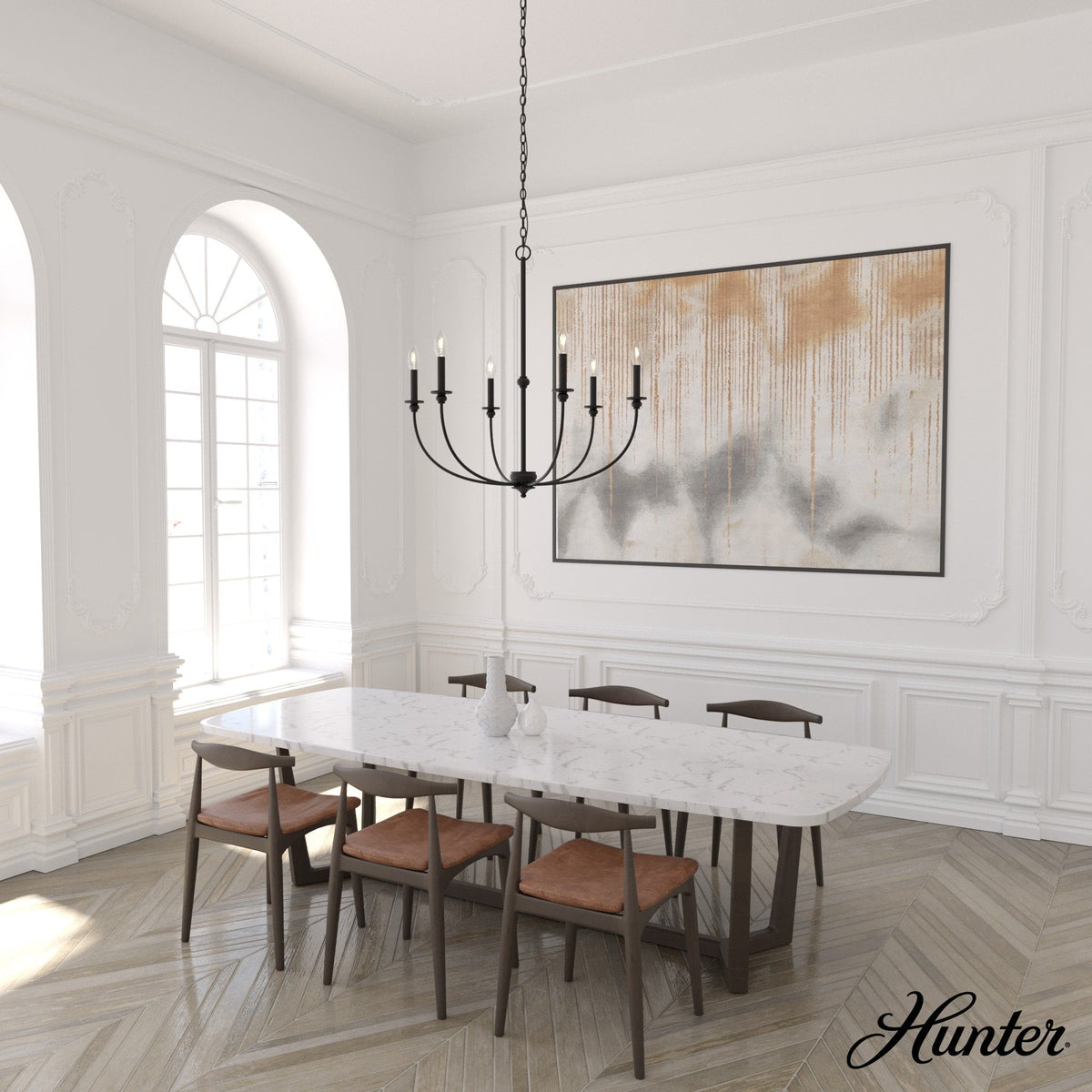 Hunter Southcrest 6-Light Matte Black Transitional Led Chandelier
