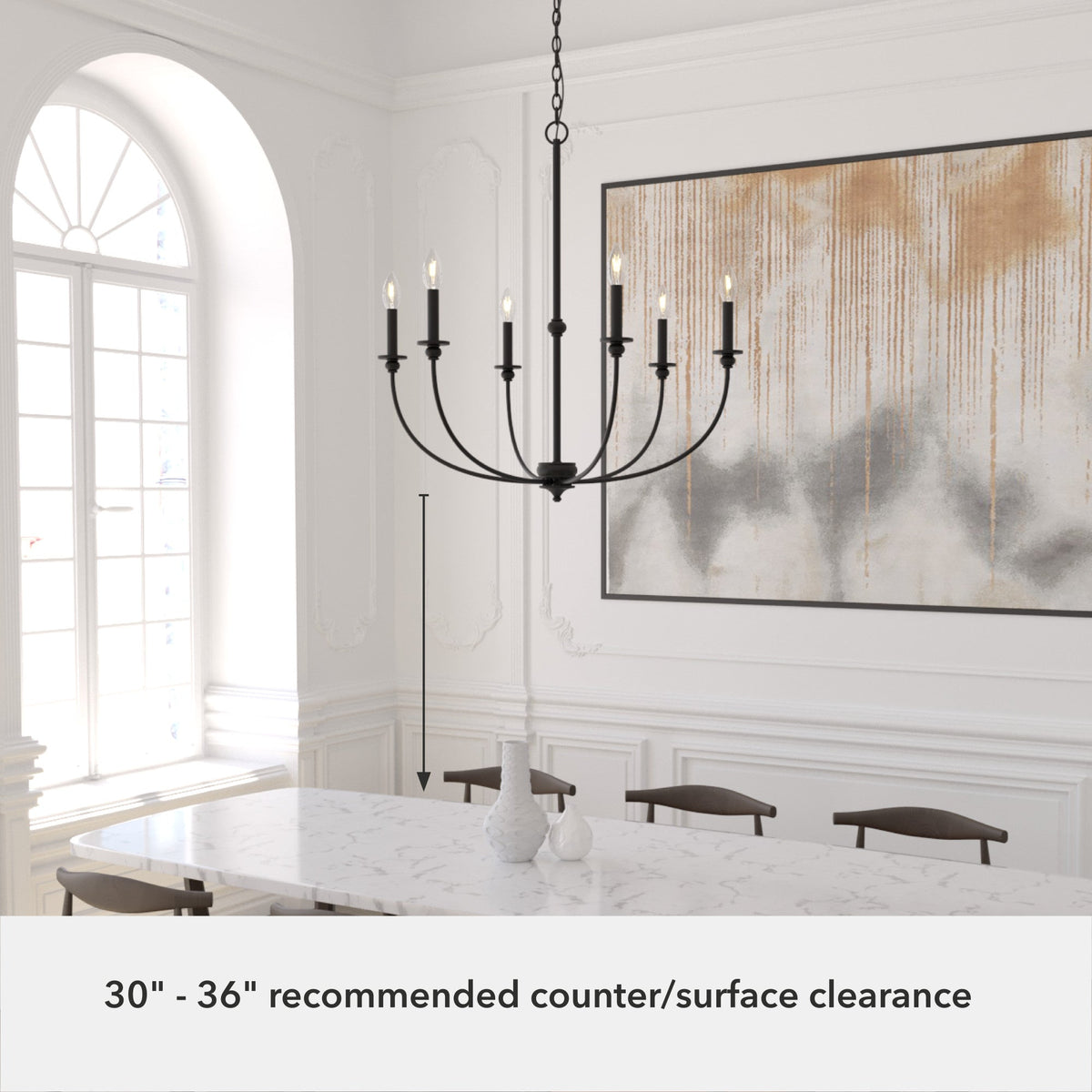 Hunter Southcrest 6-Light Matte Black Transitional Led Chandelier