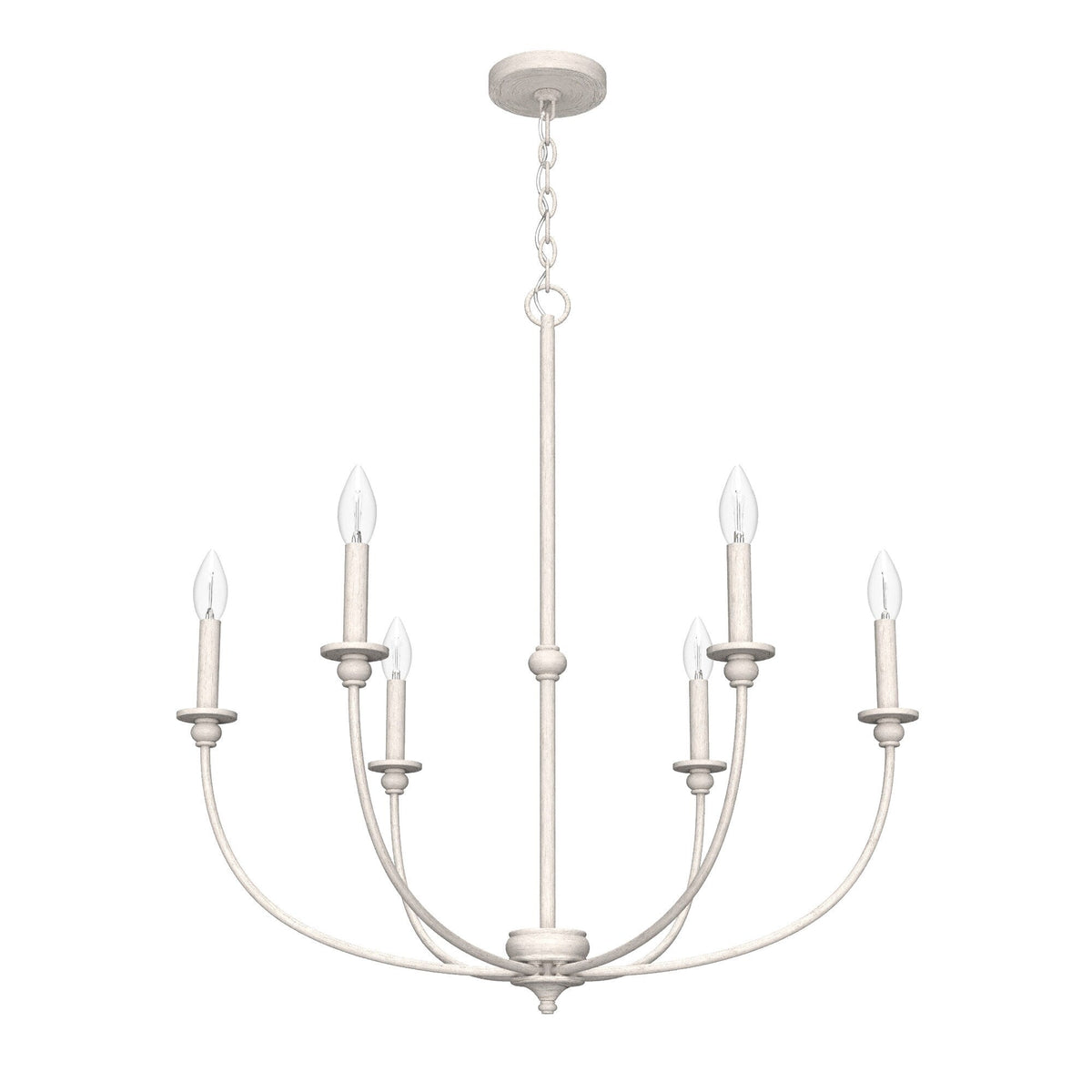 Hunter Southcrest 6-Light Distressed White Transitional Led Chandelier