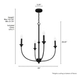 Hunter Southcrest 4-Light Matte Black Transitional Led Chandelier