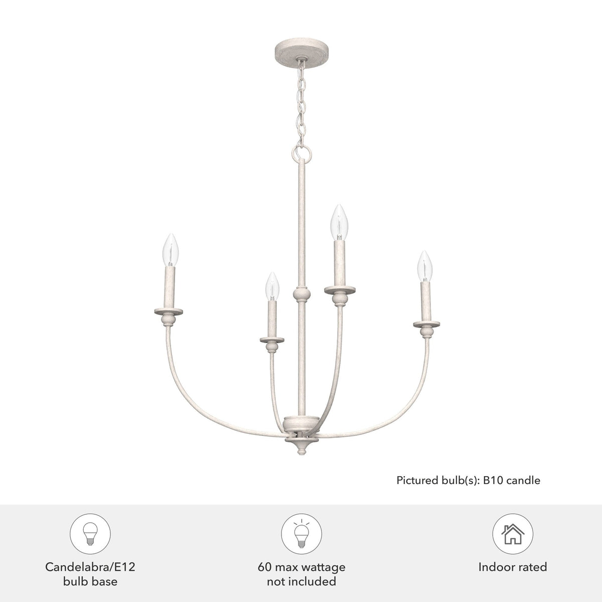 Hunter Southcrest 4-Light Distressed White Transitional Led Chandelier