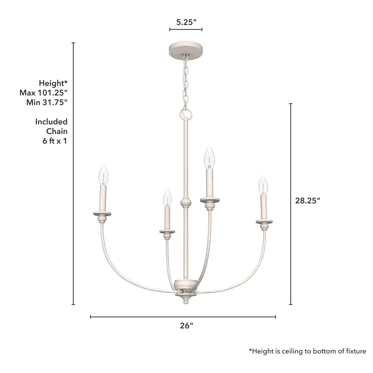 Hunter Southcrest 4-Light Distressed White Transitional Led Chandelier