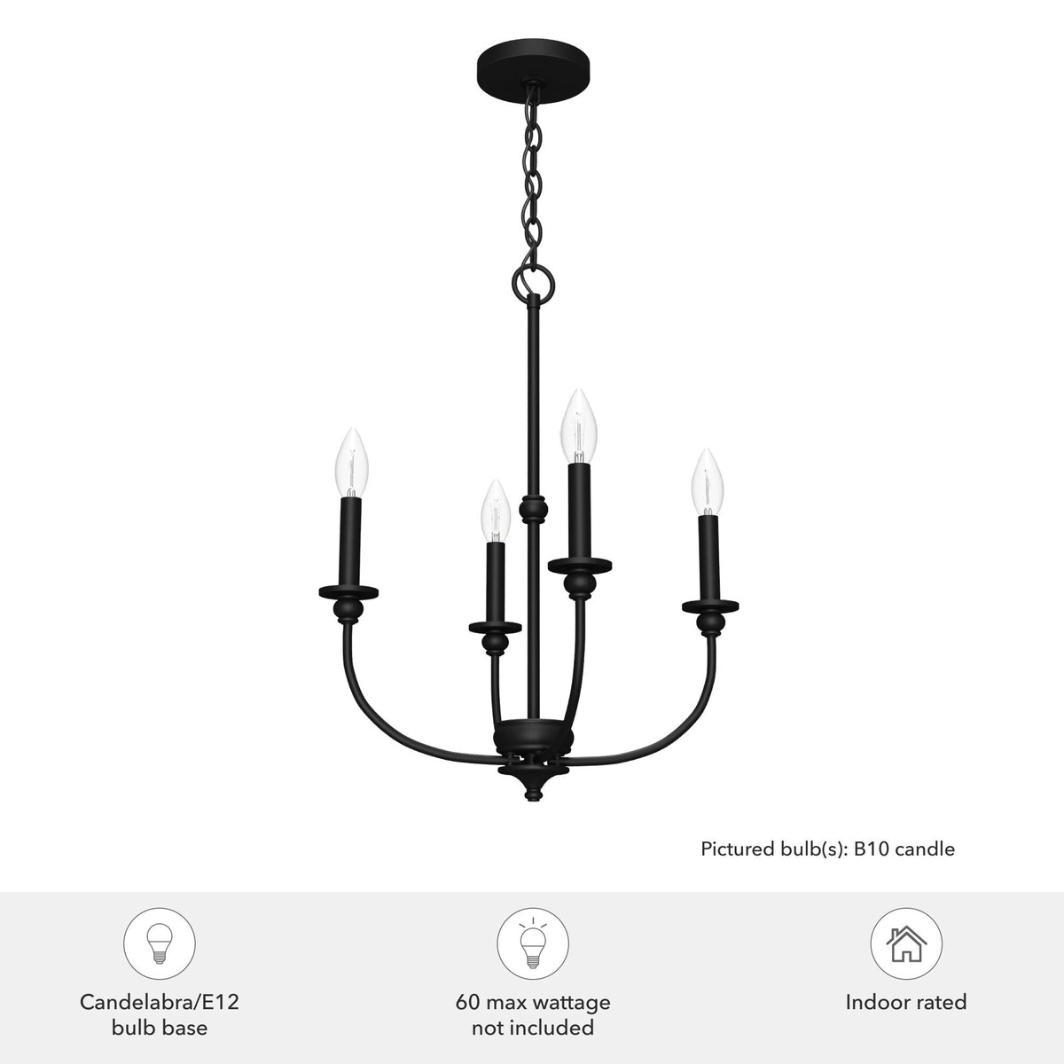 Hunter Southcrest 4-Light Matte Black Transitional Led Chandelier