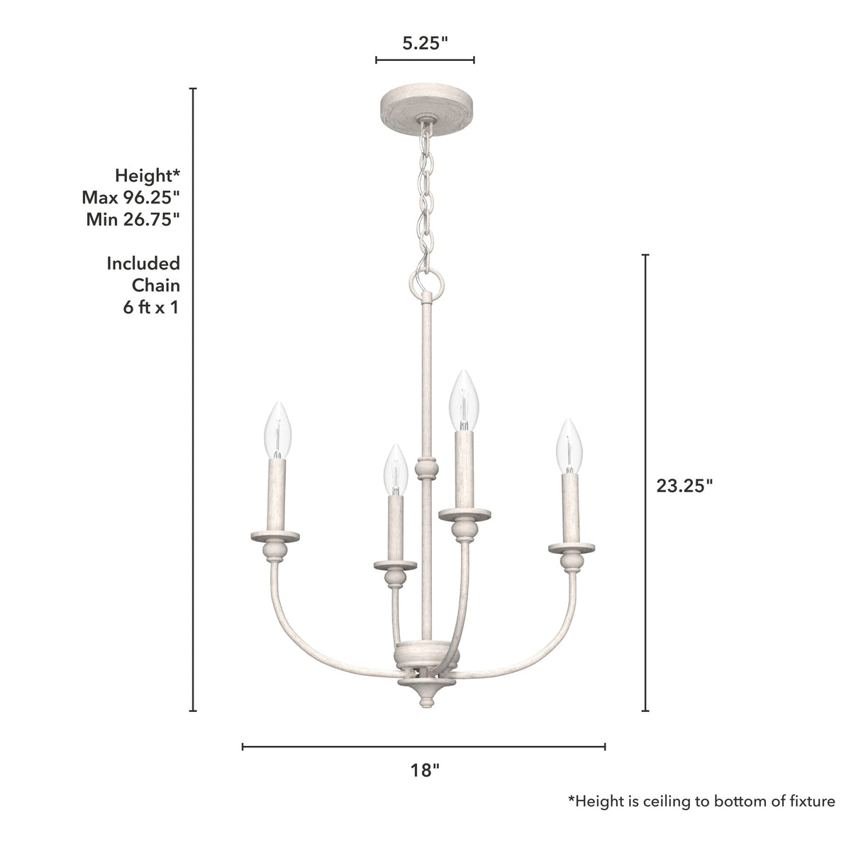 Hunter Southcrest 4-Light Distressed White Transitional Led Chandelier