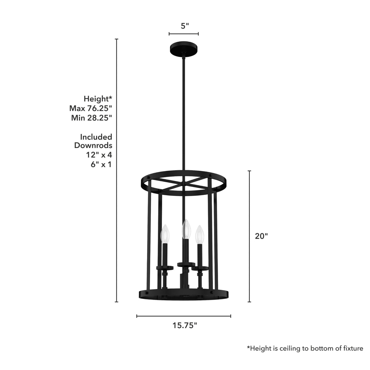 Hunter Briargrove 3-Light Matte Black Traditional Led Chandelier