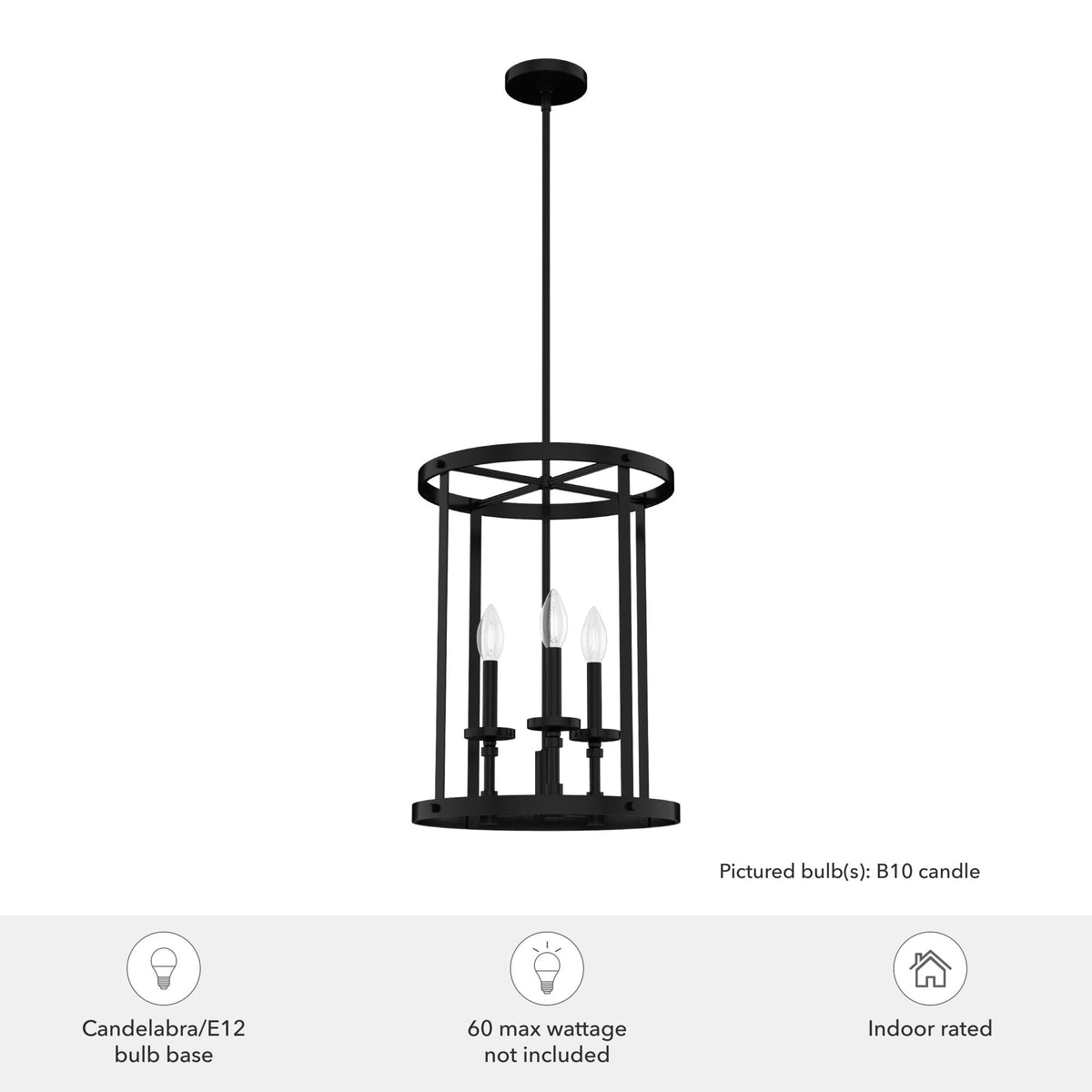 Hunter Briargrove 3-Light Matte Black Traditional Led Chandelier