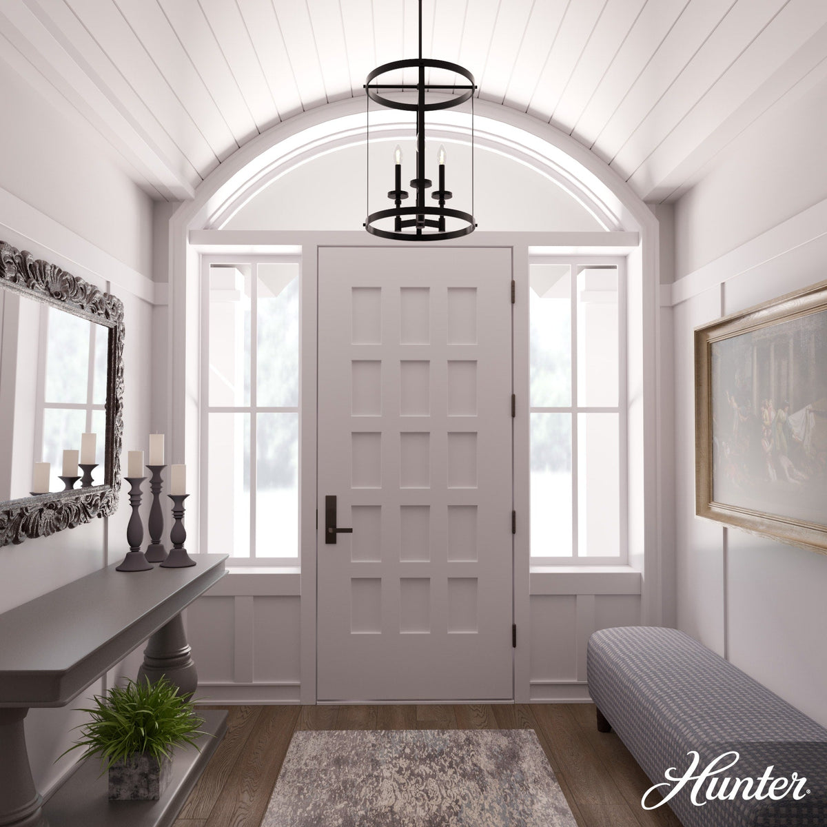 Hunter Briargrove 3-Light Matte Black Traditional Led Chandelier