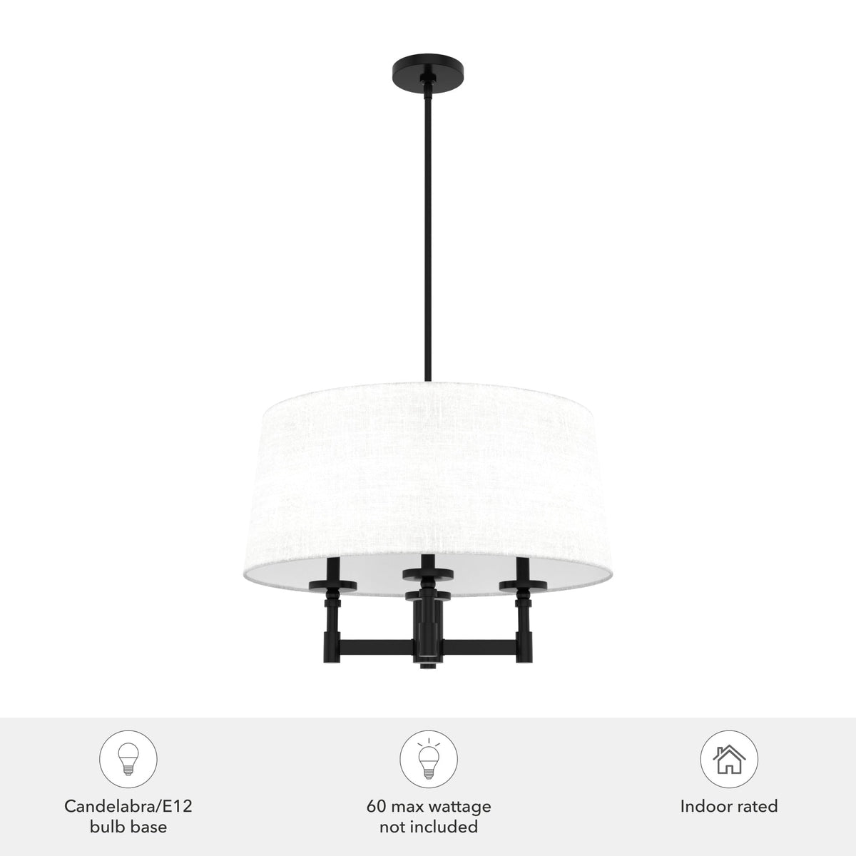 Hunter Briargrove 4-Light Matte Black Transitional Led Chandelier