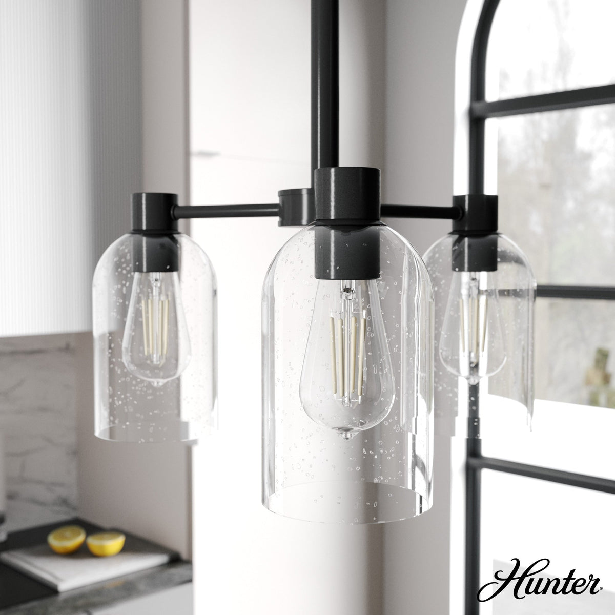 Hunter Lochemeade 3-Light Matte Bronze Modern/Contemporary Led Crystal Chandelier