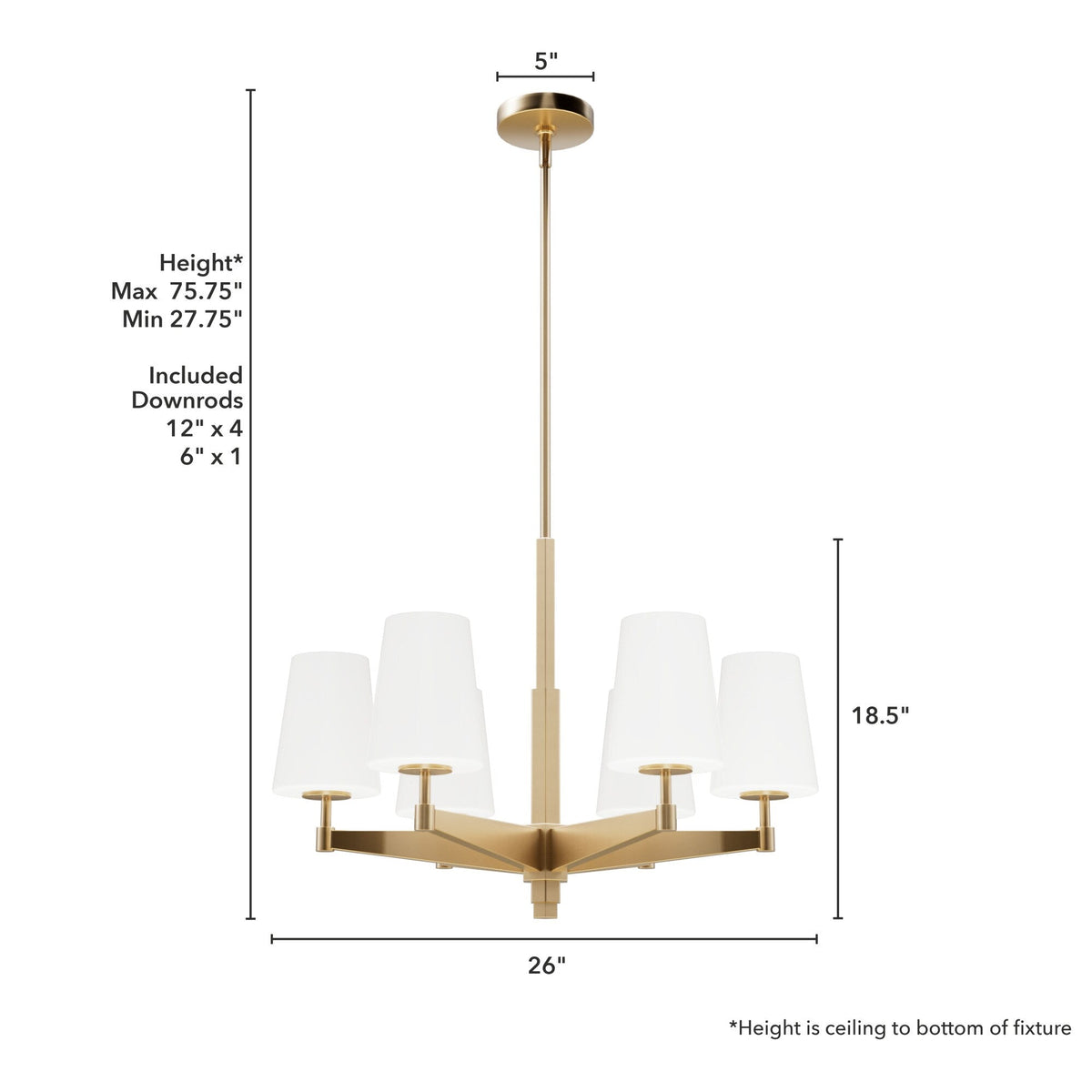 Hunter Nolita 6-Light Satin Gold Modern/Contemporary Led Chandelier