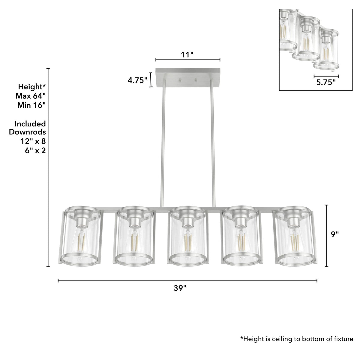 Hunter Astwood 5-Light Brushed Nickel Glam Led Chandelier
