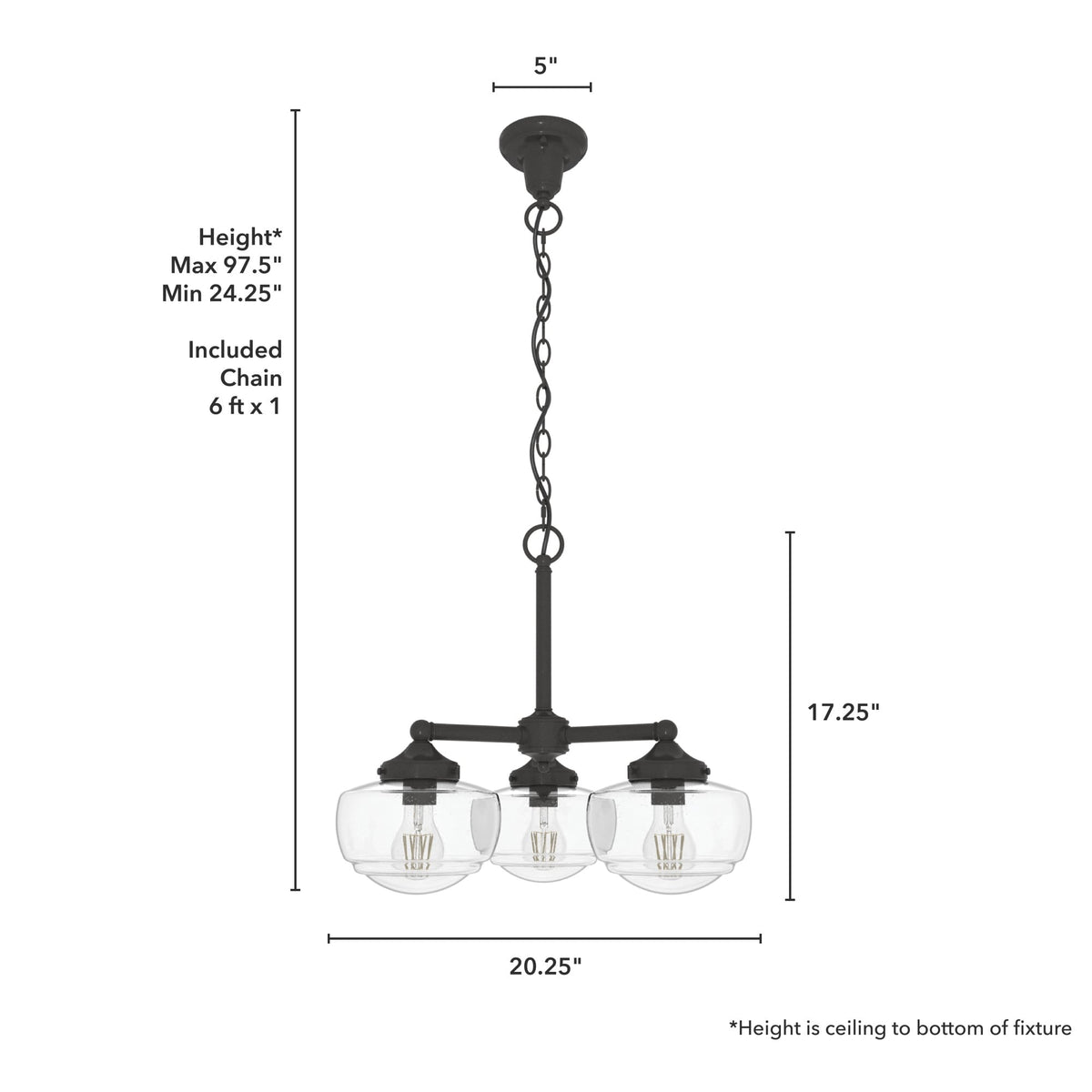 Hunter Saddle Creek 3-Light Satin Bronze Transitional Led Chandelier