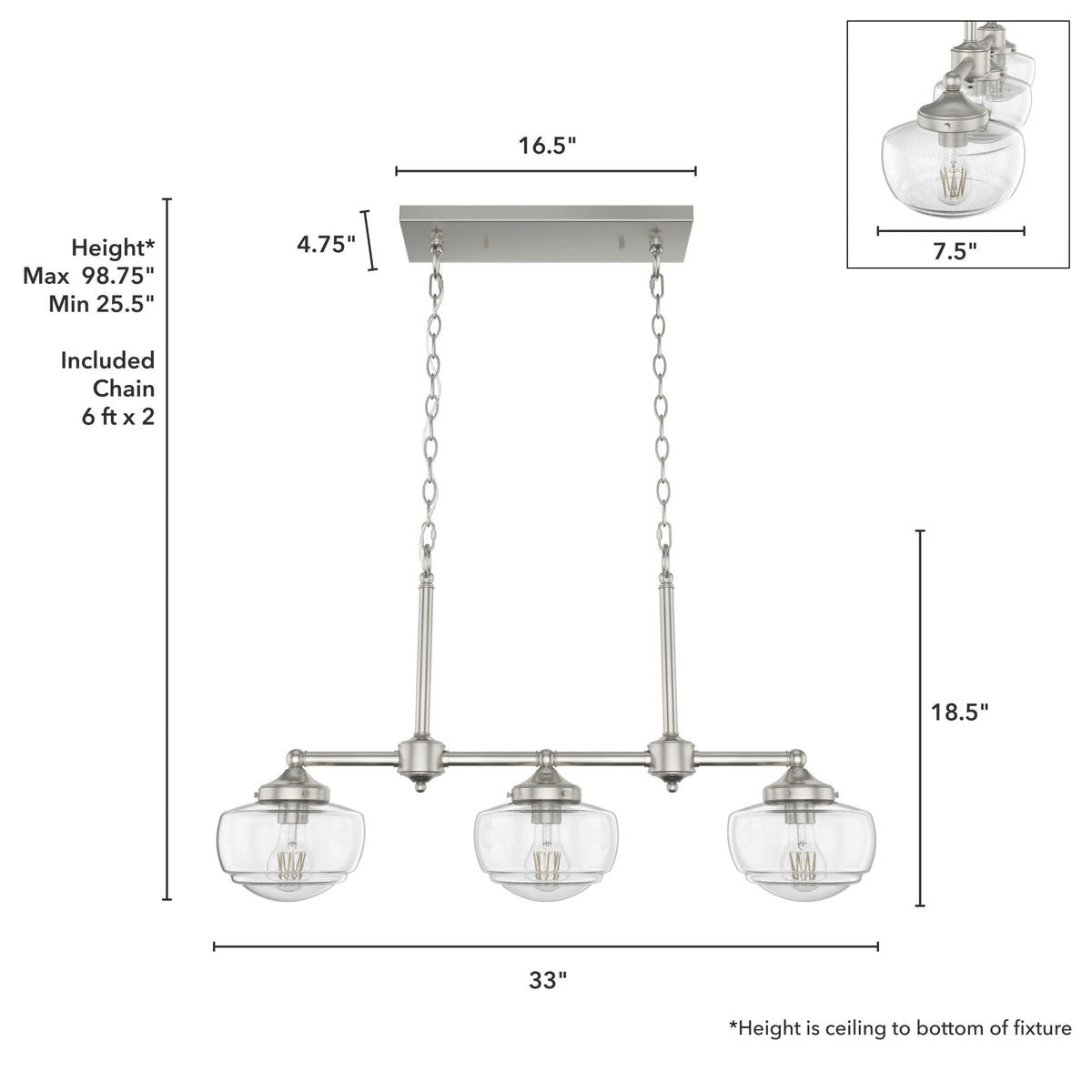 Hunter Saddle Creek 3-Light Brushed Nickel Transitional Led Chandelier