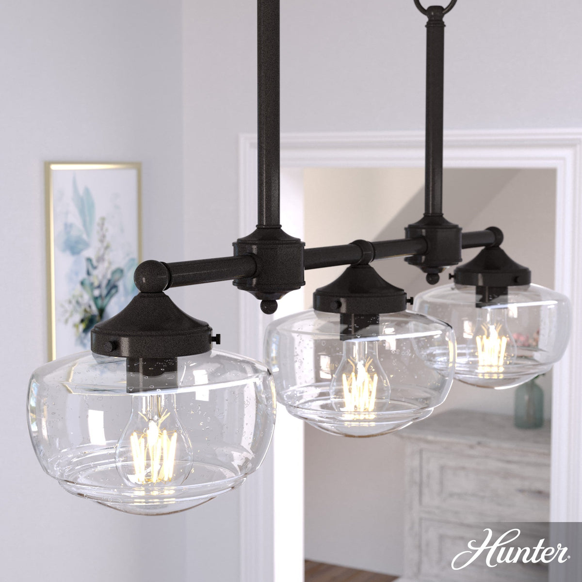 Hunter Saddle Creek 3-Light Satin Bronze Transitional Led Chandelier