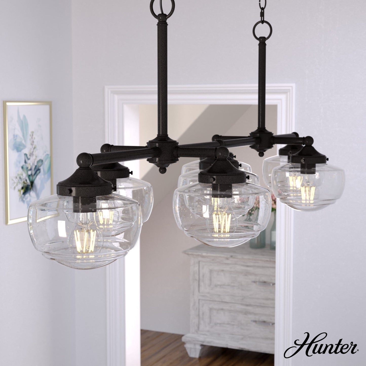 Hunter Saddle Creek 7-Light Satin Bronze Transitional Led Chandelier
