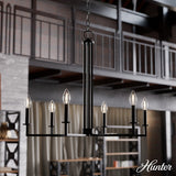 Hunter Bearden 6-Light Satin Black Transitional Led Bare Bulb Chandelier