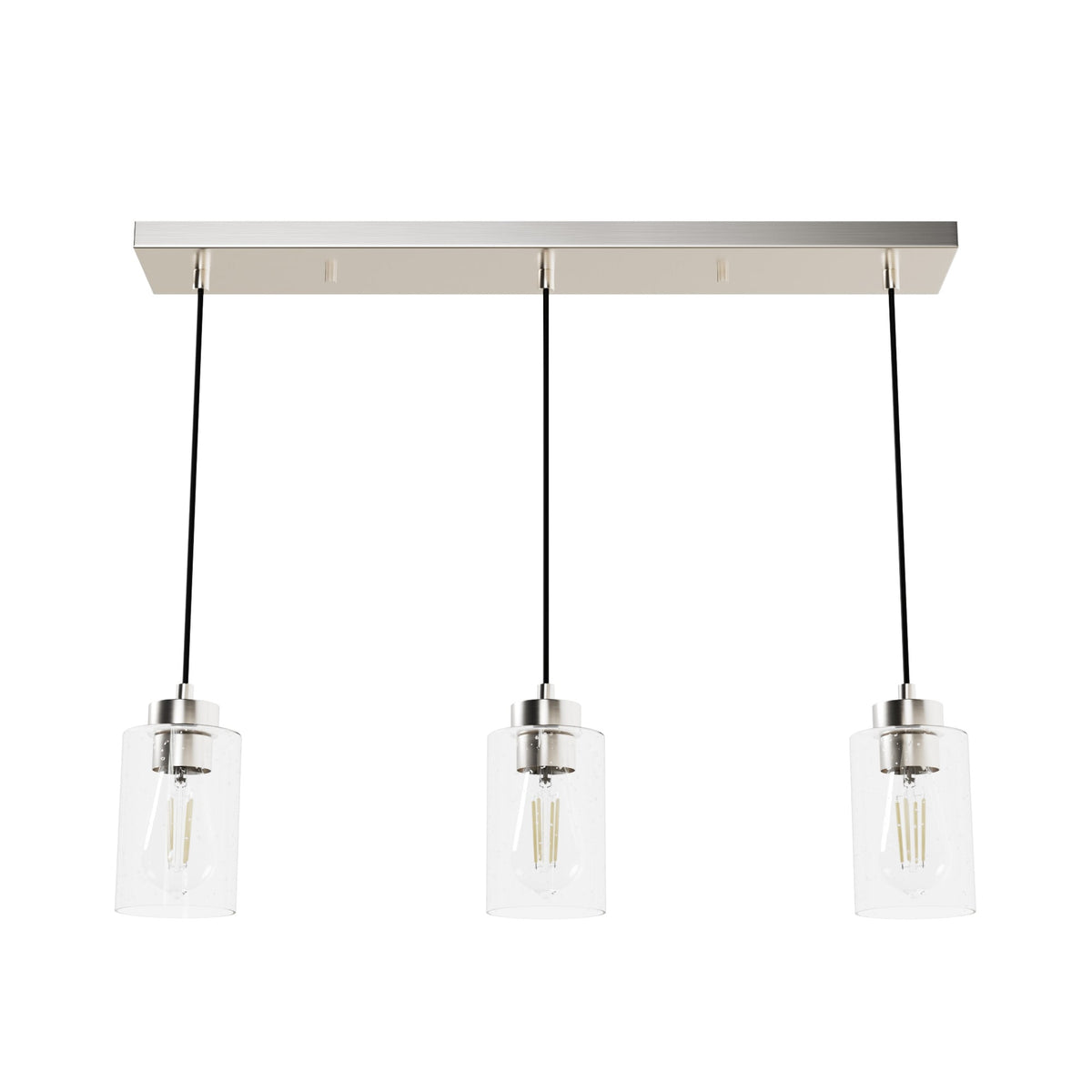 Hunter Hartland 3-Light Brushed Nickel Transitional Globe LED Large Hanging