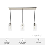 Hunter Hartland 3-Light Brushed Nickel Transitional Globe LED Large Hanging
