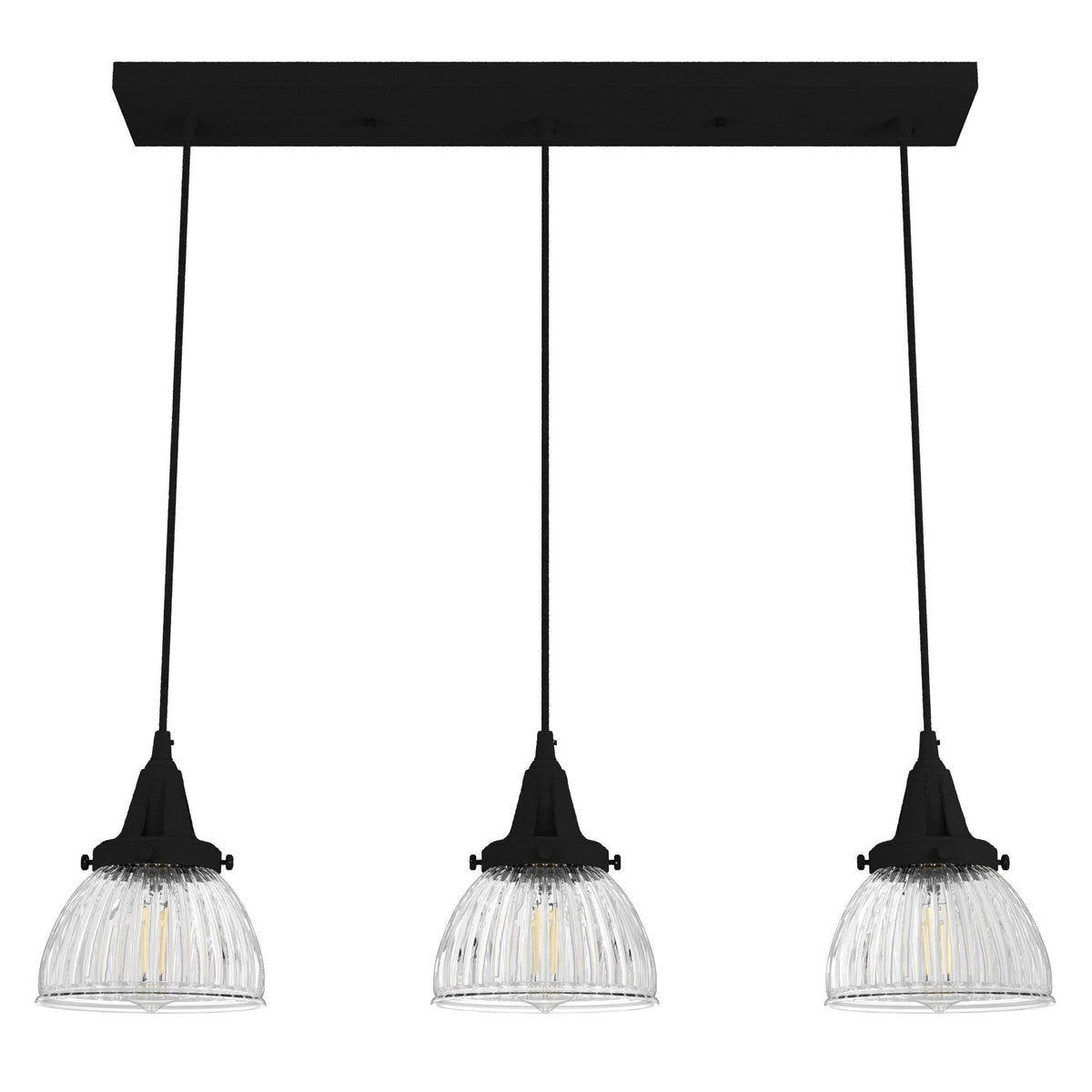 Hunter Cypress Grove 3-Light Natural Iron Transitional Clear Glass Linear LED Mini Hanging