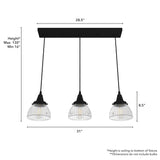Hunter Cypress Grove 3-Light Natural Iron Transitional Clear Glass Linear LED Mini Hanging
