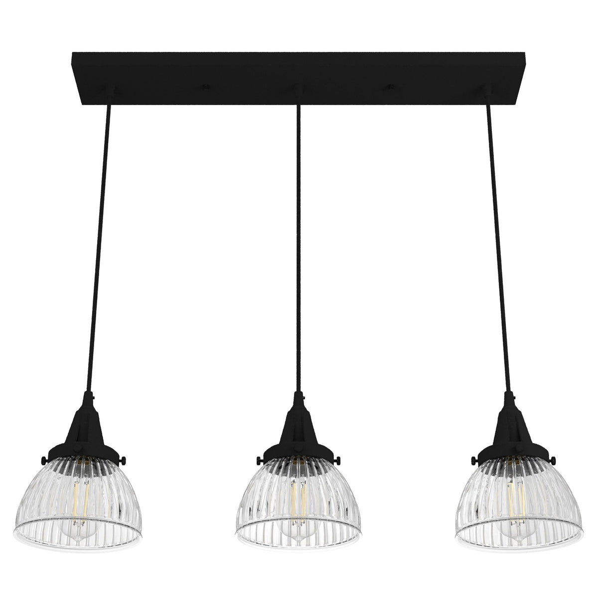 Hunter Cypress Grove 3-Light Natural Iron Transitional Clear Glass Linear LED Mini Hanging