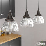 Hunter Cypress Grove 3-Light Onyx Bengal Transitional Clear Glass Linear LED Mini Hanging