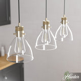 Hunter Van Nuys 3-Light Alturas Gold Transitional Clear Glass Linear LED Mini Hanging