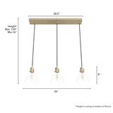 Hunter Van Nuys 3-Light Alturas Gold Transitional Clear Glass Linear LED Mini Hanging