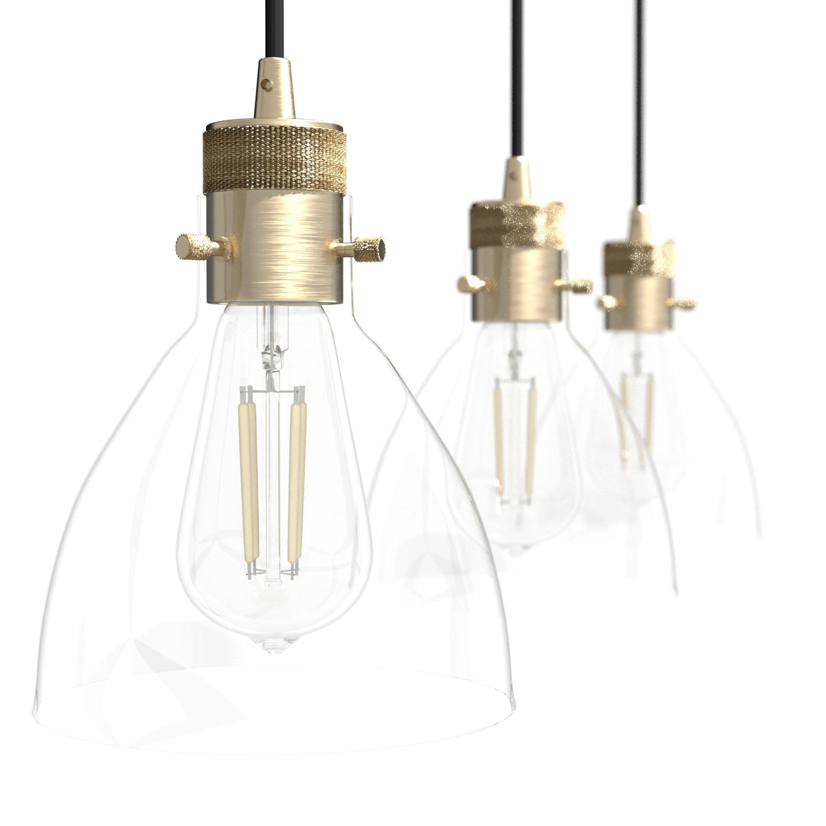 Hunter Van Nuys 3-Light Alturas Gold Transitional Clear Glass Linear LED Mini Hanging