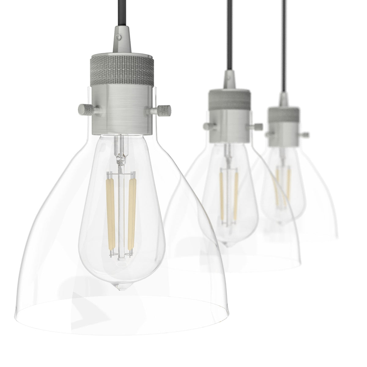 Hunter Van Nuys 3-Light Brushed Nickel Transitional Clear Glass Linear LED Large Hanging