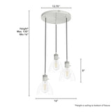 Hunter Van Nuys 3-Light Brushed Nickel Transitional Clear Glass Tiered LED Mini Hanging