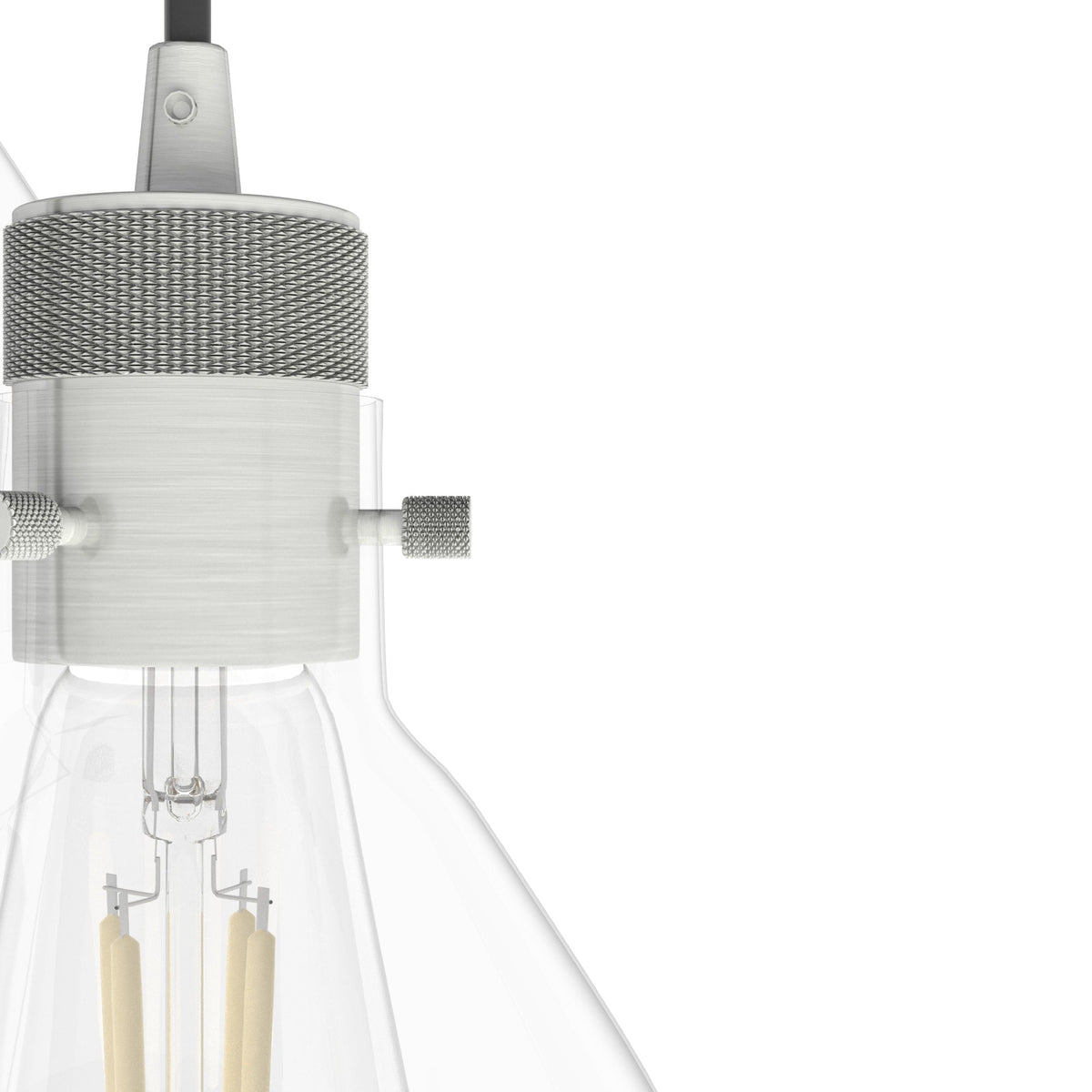 Hunter Van Nuys 3-Light Brushed Nickel Transitional Clear Glass Tiered LED Mini Hanging