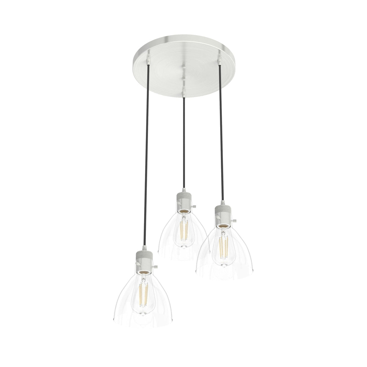 Hunter Van Nuys 3-Light Brushed Nickel Transitional Clear Glass Tiered LED Mini Hanging