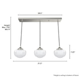 Hunter Saddle Creek 3-Light Brushed Nickel Transitional Opal Glass Linear LED Large Hanging
