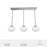 Hunter Saddle Creek 3-Light Brushed Nickel Transitional Opal Glass Linear LED Large Hanging