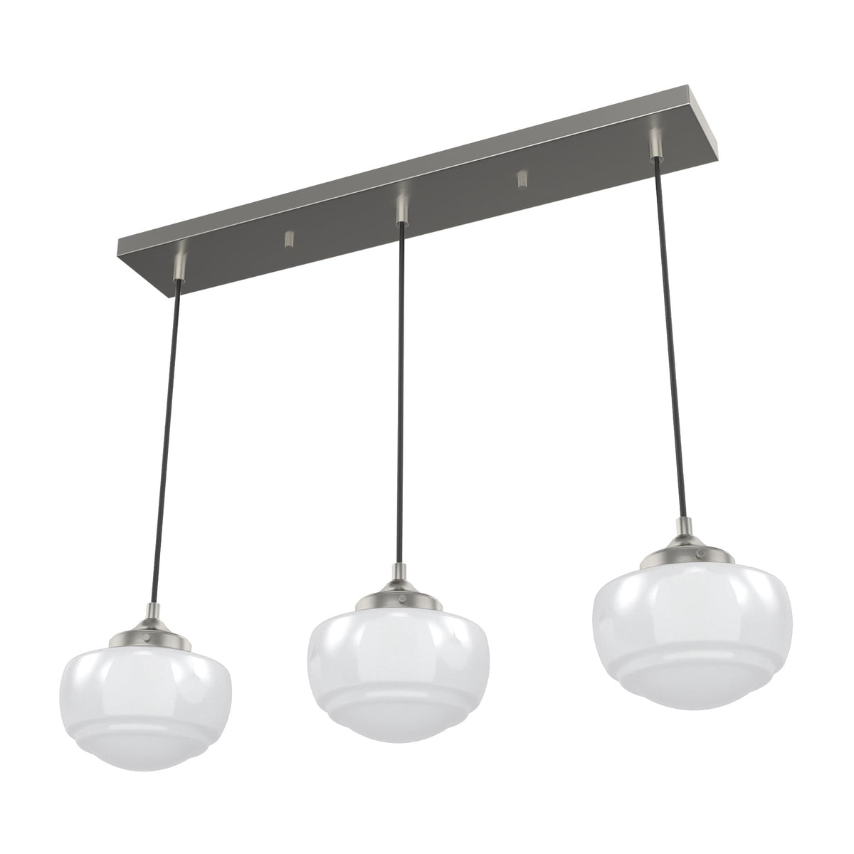 Hunter Saddle Creek 3-Light Brushed Nickel Transitional Opal Glass Linear LED Large Hanging