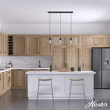 Hunter Saddle Creek 3-Light Noble Bronze Transitional Seeded Glass Linear LED Large Hanging