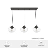 Hunter Saddle Creek 3-Light Noble Bronze Transitional Seeded Glass Linear LED Large Hanging