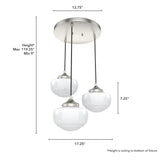Hunter Saddle Creek 3-Light Brushed Nickel Transitional Opal Glass LED Small Hanging