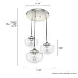 Hunter Saddle Creek 3-Light Brushed Nickel Transitional Seeded Glass LED Small Hanging