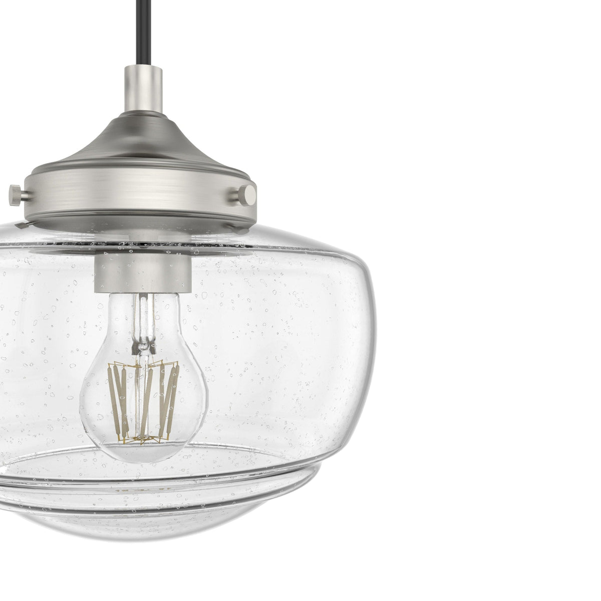 Hunter Saddle Creek 3-Light Brushed Nickel Transitional Seeded Glass LED Small Hanging
